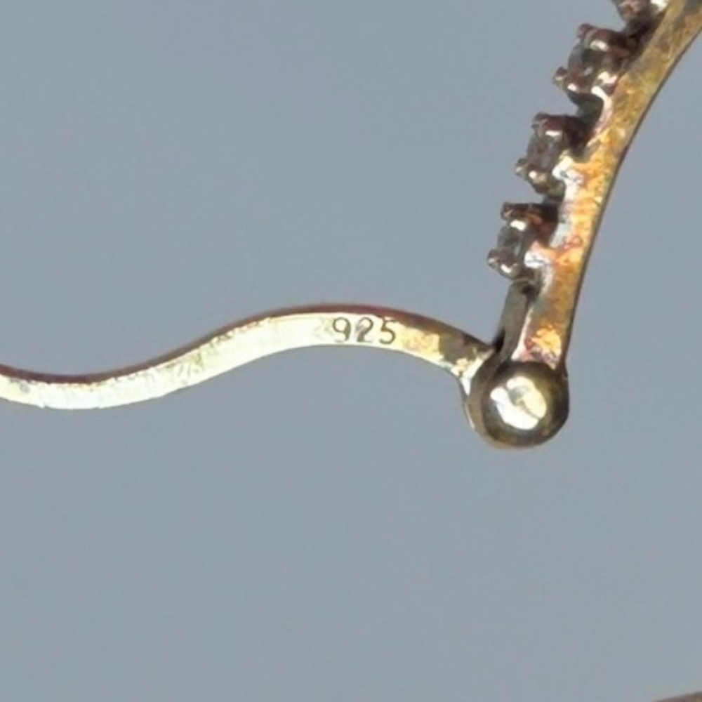 Dee Berkley Gold Vermeil Inside Out CZ Crystal Hoop Earrings 925 Sterling Silver - Picture 12 of 15